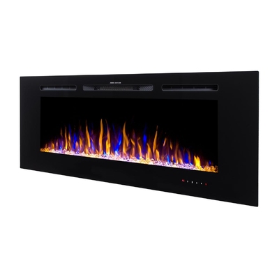 Електрическа камина за стена и вграждане Hefest, Art Flame, 544x1524x140 mm, 1500W, 3 цвята пламък, 5 нива на интензивност на пламъка, Дърва и кристали