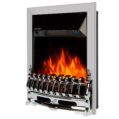 Електрическа камина за вграждане Galileo silver, Art Flame, 592x482x185 mm, 2000W, Термостат, 5 нива на интензивност на пламъка, Таймер