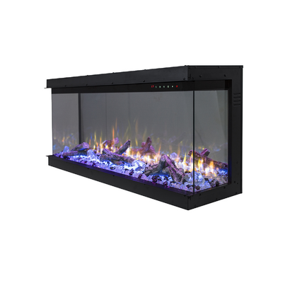 Електрическа камина 3D за вграждане Haiti 60, Art Flame, 533x1524x332 mm, 1500W, повече от 100 цветови комбинации, Термостат, Дърва и кристали 