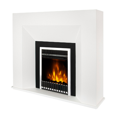 Електрически камин Nova Flame & Gala Silver, Art Flame, 1100x1250x300 mm, 2000W, 5 нива на интензитет на пламъка, Таймер, Термостат
