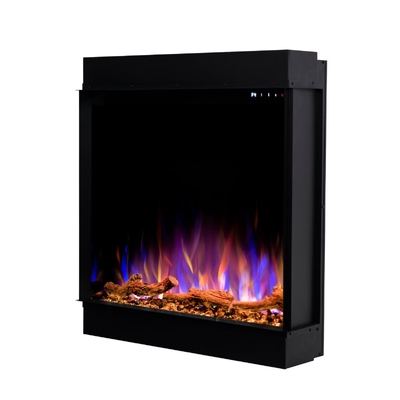 Електрическа камина 3D за вграждане Gilbert, Art Flame, 724x735x317 mm, 1500W, повече от 100 цветови комбинации, Термостат, Дърва и кристали