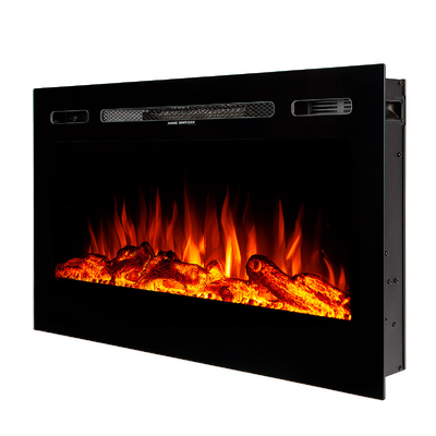 Електрическа камина за стена и вграждане Adeli, Art Flame, 544x915x140 mm, 1500W, 3 цвята пламък, 5 нива на интензивност на пламъка, Дърва и кристали