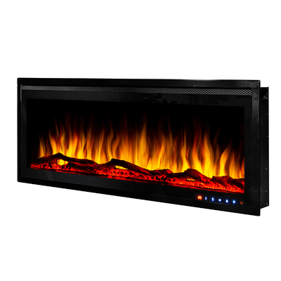 Електрическа камина за стена и вграждане Schubert 42, Art Flame, 448x1068x146 mm, 1500W, повече от 60 цветови комбинации, Термостат, Дърва, кристали и декоративни камъни