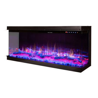 Електрическа камина 3D за вграждане Haiti 65, Art Flame, 533x1651x332 mm, 1500W, повече от 100 цветови комбинации, Термостат, Дърва и кристали