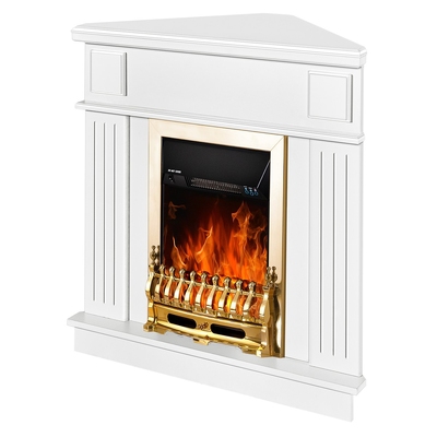 Corner electric fireplace Marina & Galileo gold, Art Flame, 1000x1000x500 mm, 2000W, Thermostat, 5 flame brightness levels, Timer