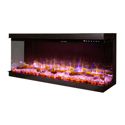 Електрическа камина 3D за вграждане Haiti 60, Art Flame, 533x1524x332 mm, 1500W, повече от 100 цветови комбинации, Термостат, Дърва и кристали 