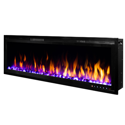 Електрическа камина за стена и вграждане Schubert 50, Art Flame, 448x1271x146 mm, 1500W, повече от 60 цветови комбинации, Термостат, Дърва, кристали и декоративни камъни