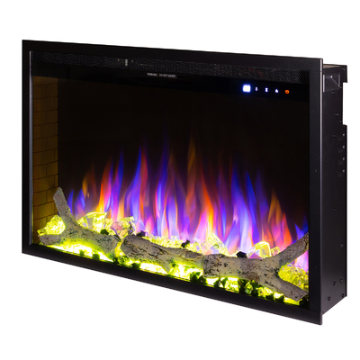 Електрическа камина за вграждане Tomas maxi, Art Flame, 508x748x187 мм, 1500W, 50 цветови комбинации, Термостат, Дърва и кристали