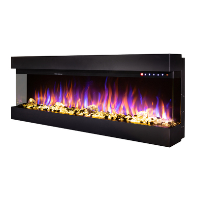 Електрическа камина 3D за стена и вграждане Dalas maxi, Art Flame, 484x1270x200 mm, 1500W, 30 цветови комбинации, Термостат, Дърва и кристали