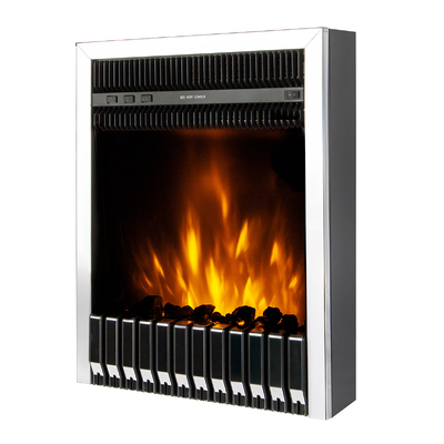 Електрическа камина за вграждане Gala silver, Art Flame,577x447x161 mm, 2000W, Термостат, 5 нива на интензивност на пламъка, Таймер