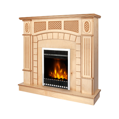 Електрическа камина Amsterdam wood & Gala silver, Art Flame, 1120x1150x300 мм, 2000W, Термостат, 5 нива на интензивност на пламъка, Таймер