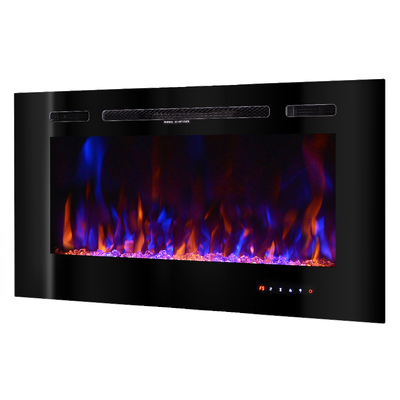 Електрическа камина за стена и вграждане Beverly, Art Flame, 544x1016x140 mm, 1500W, 3 цвята пламък, 5 нива на интензивност на пламъка, Дърва и кристали