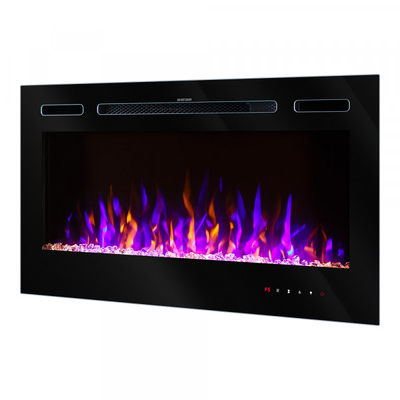 Kamelia recessed and wall mounted electric fireplace, Art Flame, 544x1143x140 mm, 1500W, 3 flame colors, 5 flame brightness levels, Logs and crystals