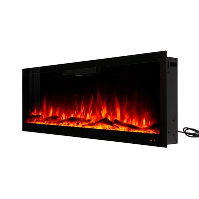 Електрическа камина за стена и вграждане Vegas 42, Art Flame, 457x1067x126 mm, 1500W, 10 цвята пламък, Термостат, Дърва и кристали